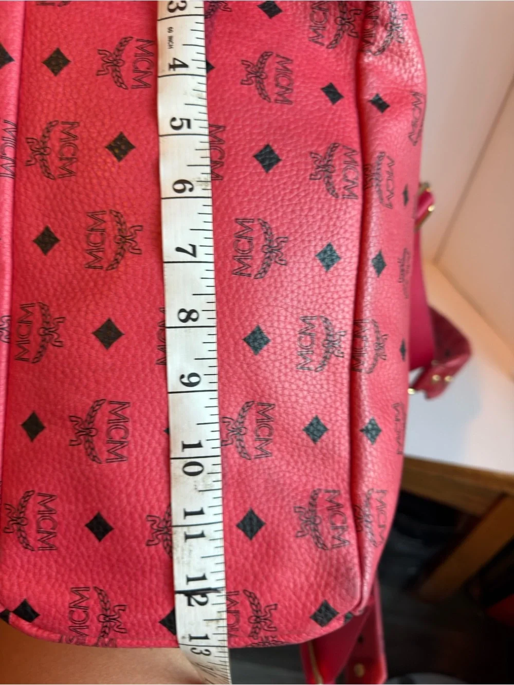 MCM Pink Visetos Leather Backpack